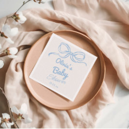 Stoffig Blauw Hand Geschreven Drawn Bow Baby Boy D Servet