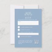 Stoffig blauw hand getrokken blad monogram RSVP br Kaartje (Achterkant)