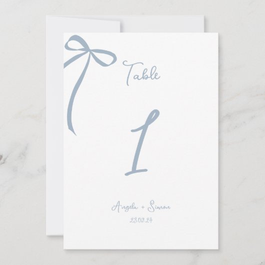 Stoffig Blauw Hand getrokken Bow Bruiloft Tafel Nu (Voorkant)