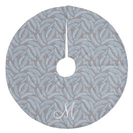 Stoffig Blauw Hand-getrokken Kerstmis dennenboom M Fleece Kerstboom Rok