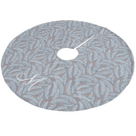 Stoffig Blauw Hand-getrokken Kerstmis dennenboom M Fleece Kerstboom Rok