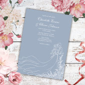 Stoffig Blauw Hand Getrokken Paar Rustieke Huwelij Kaart