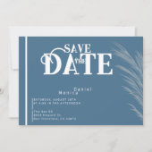 Stoffig Blauw Herfst Pampas Bruiloft Ontwerp Save The Date (Voorkant)