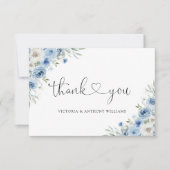Stoffig Blauw Ivoor Trouwceremonie Flat Dank u Bedankkaart (Voorkant)