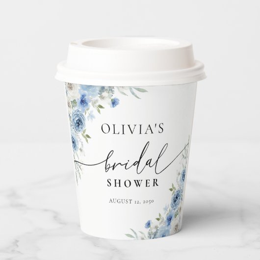 Stoffig Blauw Ivoor Vrijgezellenfeest Papier Cup Papieren Bekers (Achterkant)