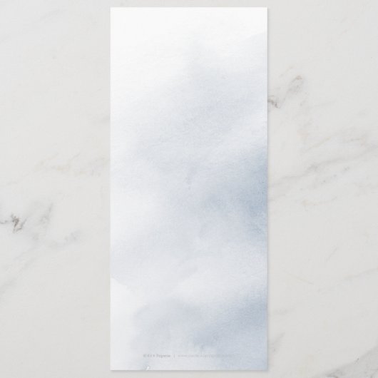 Stoffig blauw kalligrafie rustieke bloemenbruiloft menu (Achterkant)