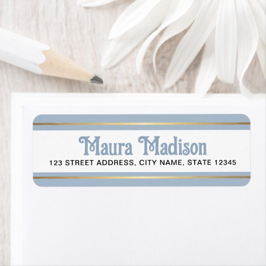 Stoffig blauw kerst vakantie retour adres etiket (Insitu)