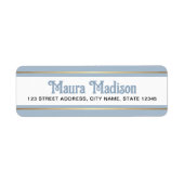 Stoffig blauw kerst vakantie retour adres etiket (Voorkant)