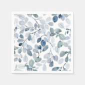 Stoffig blauw kerstservet met Waterverf bladeren Servet (Voorkant)