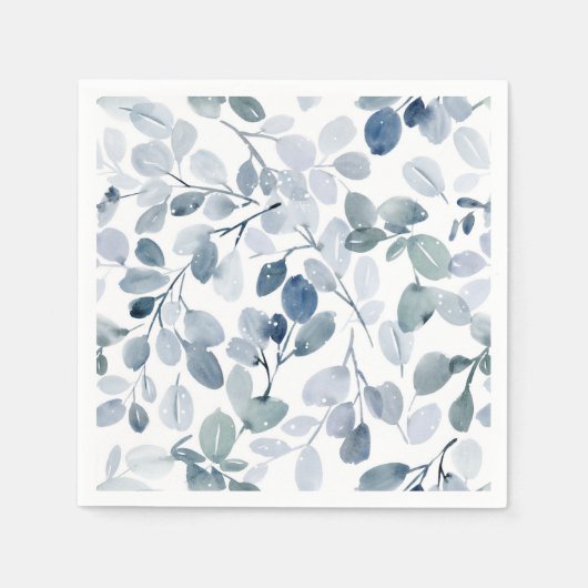 Stoffig blauw kerstservet met Waterverf bladeren Servet (Voorkant)