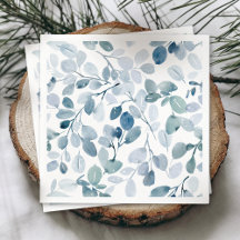 Stoffig blauw kerstservet met Waterverf bladeren