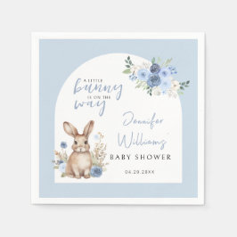 Stoffig blauw konijntje paaspapier baby shower ser servet