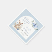 Stoffig blauw konijntje paaspapier baby shower ser servet (Hoek)