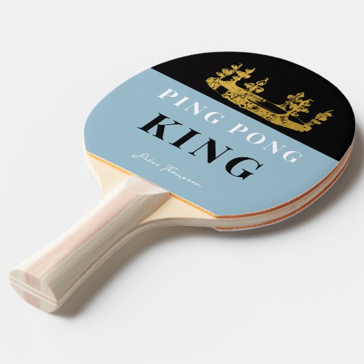 Stoffig Blauw Kroon Tafeltennis Koning Modern Cust Tafeltennisbatje (Voorkant Gekanteld)