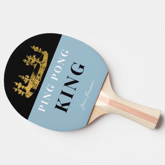 Stoffig Blauw Kroon Tafeltennis Koning Modern Cust Tafeltennisbatje (Zijkant)