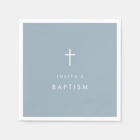 Stoffig blauw kruis doop servet (Voorkant)