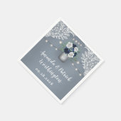 Stoffig Blauw Land Wit Kant Mason Jar Bruiloft Servet (Hoek)