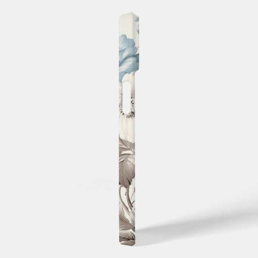 Stoffig Blauw/Lichtbruin Bloemen w/Initiaal Case-Mate iPhone Case (Achterkant / Rechts)