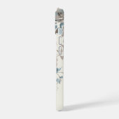 Stoffig Blauw/Lichtbruin Bloemen w/Initiaal iPhone 15 Case (Linkerkant)