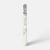 Stoffig Blauw/Lichtbruin Bloemen w/Initiaal Samsung Galaxy Hoesje (Linkerkant)