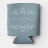 stoffig blauw Lijst bruiloft Blikjeskoeler (Voorkant)