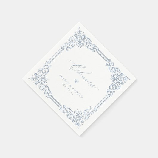 Stoffig Blauw Lijst Elegant Proost Bruiloft Servet (Hoek)