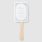 Stoffig Blauw  Lijst Elegant Trouwprogramma Handwaaier (Voorkant)