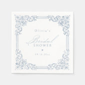 Stoffig Blauw  Lijst Elegant Vrijgezellenfeest Servet (Voorkant)