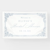 Stoffig Blauw  Lijst Elegant Vrijgezellenfeest Spandoek (Horizontaal)