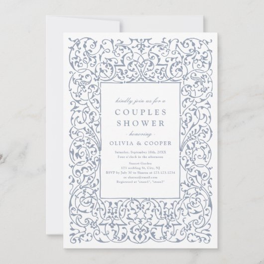 Stoffig blauw   Lijst Koppels Douche Kaart (Voorkant)