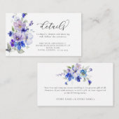 Stoffig Blauw Lila Paars Bloemen Bruiloft Details Informatiekaartje (Voorkant / Achterkant)