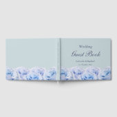 Stoffig Blauw Lila Rozen Pastelbloem bruiloft Gastenboek (Volledig)