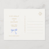 Stoffig Blauw Lint Boog | Off White Sla de datum o Briefkaart (Achterkant)