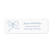Stoffig Blauw Lint Coquette Bow Adreslabel Etiket (Voorkant)