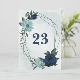 Stoffig blauw & marine bloemen geometrisch tabelnu kaart