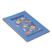 Stoffig blauw met bloemen Regency romance notitieb Notitieboek (Rechterzijde)