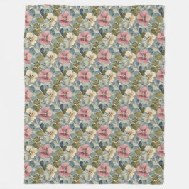 Stoffig blauw met Mauve en witte bloemen Fleece Deken
