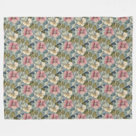 Stoffig blauw met Mauve en witte bloemen Fleece Deken