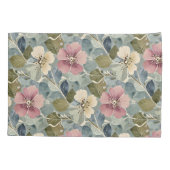 Stoffig blauw met Mauve en witte bloemen Kussensloop (Achterkant)