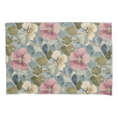 Stoffig blauw met Mauve en witte bloemen Kussensloop (Voorkant)