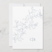 Stoffig Blauw Minimaal Blad Bruiloft Kaart (Achterkant)