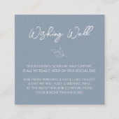 Stoffig Blauw Minimaal Blad Bruiloft Wishing Well Informatiekaartje (Voorkant)