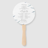 Stoffig blauw minimaal groen rustiek huwelijksprog handwaaier (Achterkant)