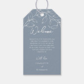 Stoffig Blauw Minimale Bestemming Bruiloft Welkom Cadeaulabel (Voorkant)