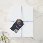 Stoffig blauw minimale bloei cadeaulabel (Met Touw)