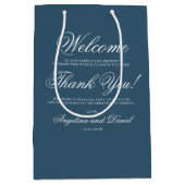 Stoffig Blauw Minimale Bruiloft Welkom Medium Cadeauzakje (Voorkant)