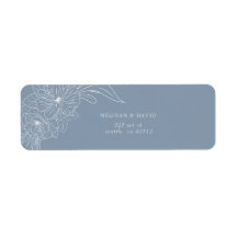 Stoffig Blauw Minimale Elegante Bloemen Schets Bru