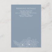 Stoffig Blauw Minimale Elegante Bloemen Schets Bru Informatiekaartje (Voorkant)