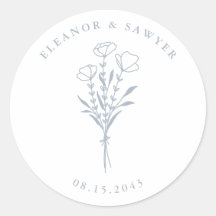 Stoffig blauw minimalistisch bloemenboeket bruilof