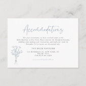 Stoffig blauw minimalistisch boeket accommodaties informatiekaartje (Voorkant)